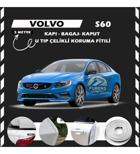 Volvo S60 Oto Araç Kapı Koruma Fitili 5metre Parlak Beyaz Renk