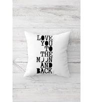 Love You To The Moon And Back Çift Tarafı Baskılı Gizli Fermuar Yastık Kılıfı Kırlent Yastık Kılıfı (Siyah)
