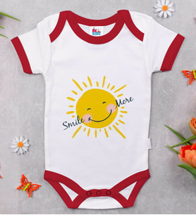 BK Kids Smile More Tasarımlı Kırmızı Bebek Body Zıbın-1