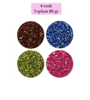 Kesme Cam Boncuk 2mm - 4 Renk - Toplam 80 Gram - BNC445