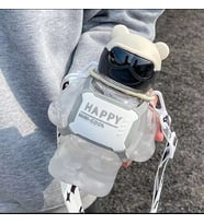 850 ml Spor Samanlı Şişe Büyük Kapasiteli Plastik Su Bardağı Seyahat için Taşınabilir Sırt Çantası (Beyaz)