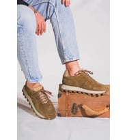 Shoetyle - Vizon Hakiki Süet Bağcıklı Erkek Sneaker 115-K556