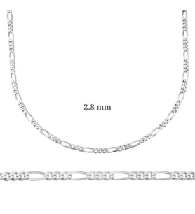 2.8 mm Gümüş Figaro Zincir - 0.80 mikron
