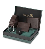 Polo Air Erkek %100 Hakiki Deri Cüzdan Kartlık Kemer Çakmak Kombin Set Kahverengi Renk CM-8003-K (Kahverengi)