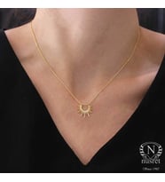 925 Ayar Gümüş Hitit Güneşi Kolye (Sarı)