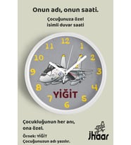 İsme Özel Jet Uçak Çizimli Çocuk Odası Duvar Saati Orta Boy 30 cm Beyaz Camlı Sessiz