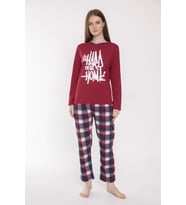 Vishenka Kadın %100 Penye Baskılı Kırmızı Pijama Takımı (Kırmızı)