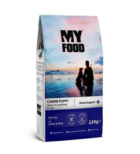 My Food Kuzulu&Pirinçli Yavru Orta/Büyük Irk Köpek Maması Derma Support 2,5 Kg (Kahverengi)