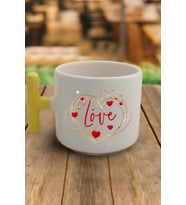 Sarı Kulp Love Sevgililer Günü Tasarımlı Fincan Modeli