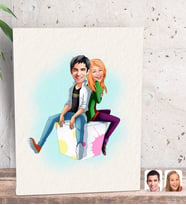 BK Gift Kişiye Özel Sevgililer Karikatürlü Dekoratif Mini Kanvas Tablo 15x20cm-35
