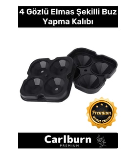 Premium Seri 4 Gözlü Kırılmaz Esnek Silikon Kokteyl İçecek Elmas Şekilli Buz Yapma Kalıbı Buzluk