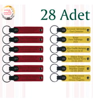Kırmızı & Sarı, 28’li Set, Mesajlı Deri Hatıra Anahtarlık, Aile Buluşmalarına Küçük Sürpriz