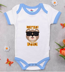 BK Kids Little Boss Tasarımlı Mavi Bebek Body Zıbın-1