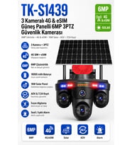 AV-S439 3 Kameralı 4G & eSIM Güneş Panelli 6MP 3PTZ AOV Güvenlik Kamerası
