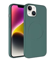 iPhone 14 Plus Kılıf Magsafe Özellikli Pastel Renk Plas Kılıf (Koyu Yeşil)
