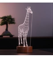Zürafa Figürlü Dekoratif Hediye Led Masa Lambası 7 Işık Rengi Ahşap Taban (Karışık)