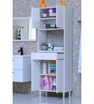 Eliusta Nordi 4 Kapak 2 Raflı Beyaz Dolap 60x173x32,5 cm Çekmeceli Çok Amaçlı Banyo/Mutfak Dolabı