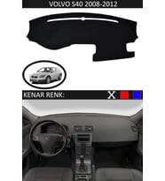 Volvo S40 2008-2012 Için Uygun Torpido Koruma Halısı Siyah Kenar Renk Siyah