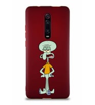 Xiaomi Redmi K20 Soft Premier Kapak Squidward Dokunaç Tasarımlı Silikon Kılıf - Mürdüm (Şeffaf)