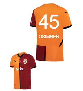 Galatasaray Lisanslı 2024/2025 İç Saha Parçalı Osimhen Baskılı Özel Forma (Sarı-Kırmızı)