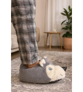 Kurt Figürlü Peluş Panduf Ev Pandufu Unisex Panduf