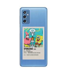 Samsung Galaxy M52 Uyumlu Sunger Bob Minimalist Poster Desenli Şeffaf Telefon Kılıfı