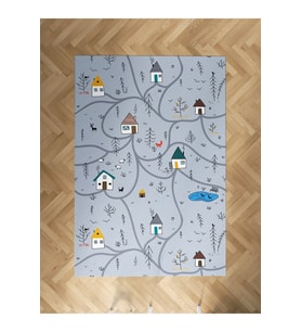 MEKTA HOME BEBEK VE ÇOCUK ODASI Küçük Evler ve Yol Desenli Halı