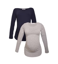 LuvmaBelly MYRA2302_2304 Hamile tshirt seti (Lacivert-Gri)
