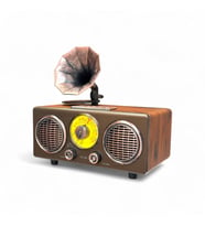 Nostaljik Gramafon Görünüm Radyo,Şık Tasarım Ahşap Trend Nostalji Radyo (Açık Kahve-Ekru)