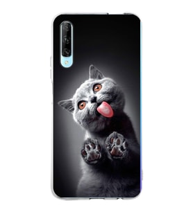 PrintiFy Huawei P Smart Pro ile Uyumlu 1mm Slim Fit Kedi 2 050c Baskılı Şeffaf  Kılıf