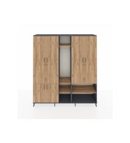 Hyperion Dolap 15 Raflı 5 Kapaklı Tek Askılı 220x44x243 Antrasit-Çam/Çam
