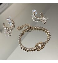 Zirkon Taşlı Gold Çelik Set