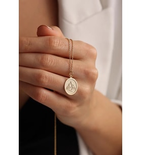 Kişiye Özel 925 Ayar Gümüş Tasarım Dağ Figürlü Kolye (Gold)