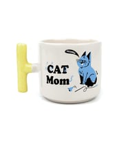 Cat Mom Baskılı Sarı Kulplu T Kupa