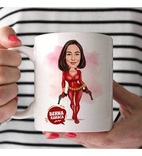 Kişiye Özel Aksiyon Seven Kadın Karikatürlü Bardak