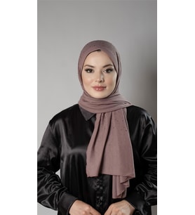 Gül Kurusu Pratik Hazır Geçmeli Tesettür Şal Örme Kumaş Taş Desenli 2118T_18