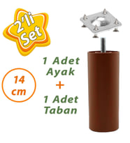 Destek Ayağı 14 cm Kahverengi ve Metal Düz Ayak Tabanı M8 Civatalı İnce Diş Mobilya Kanepe Baza Seti (Beyaz)