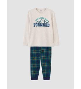 LCW Kids Ekru Bisiklet Yaka Erkek Çocuk Pijama Takım