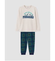 LCW Kids Ekru Bisiklet Yaka Erkek Çocuk Pijama Takım