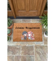 Valerine Life Sevimli Aile Evimize Hoş Geldiniz Ev Ofis İş Yeri Kapı Önü Paspası 45x70cm (Kahverengi-K.Kahve)