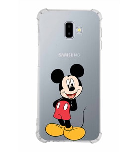 Samsung Galaxy J6 Plus  Köşe Korumalı Antişok Kapak Mickey Mouse Tasarımlı Şeffaf  Kılıf