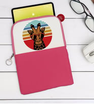 BK Gift Zürafa Tasarımlı Taşınabilir Koruyucu Tablet Kılıfı & Organizer Çanta - Pembe-1