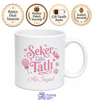 Şeker Gibi Tatlı Yazılı Baskılı Kupa Bardak Hediye Porselen Mug