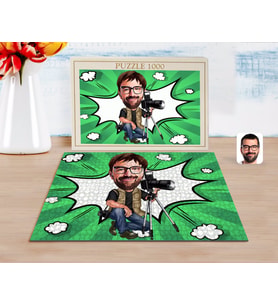 BK Gift Kişiye Özel Erkek Profesyonel Fotoğrafçı Karikatürlü 1000 Parça Profesyonel Puzzle-1