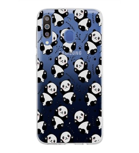 Samsung Galaxy M30 Kapak Panda Tasarımlı Şeffaf Silikon Kılıf