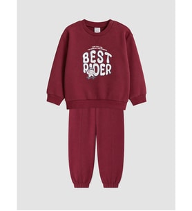 LCW baby Bordo Baskılı Erkek Bebek Takım