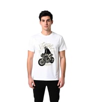 Erkek Vintage Cafe Racer Motosiklet Baskılı Pamuk Tişört Klasik Kesim Kısa Kollu Rahat Günlük Modern