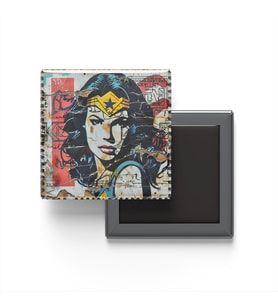 Wonder Woman - Baskılı Buzdolap Magneti Kare - 9x9 cm