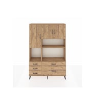 Arges Gardrop 8 Raflı 5 Çekmeceli 3 Kapaklı 132x30x195 Çam-Çam