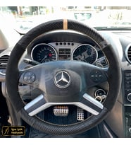 Mercedes ML W164 Dikme Direksiyon Kılıfı Alcantara Süet Mat Karbon Bej Yüzük ve Dikiş SUV-4 Kollu-Geniş Yuvarlak 2005-2011
